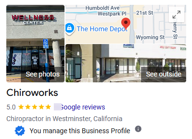 Chiroworks Google Business Profile